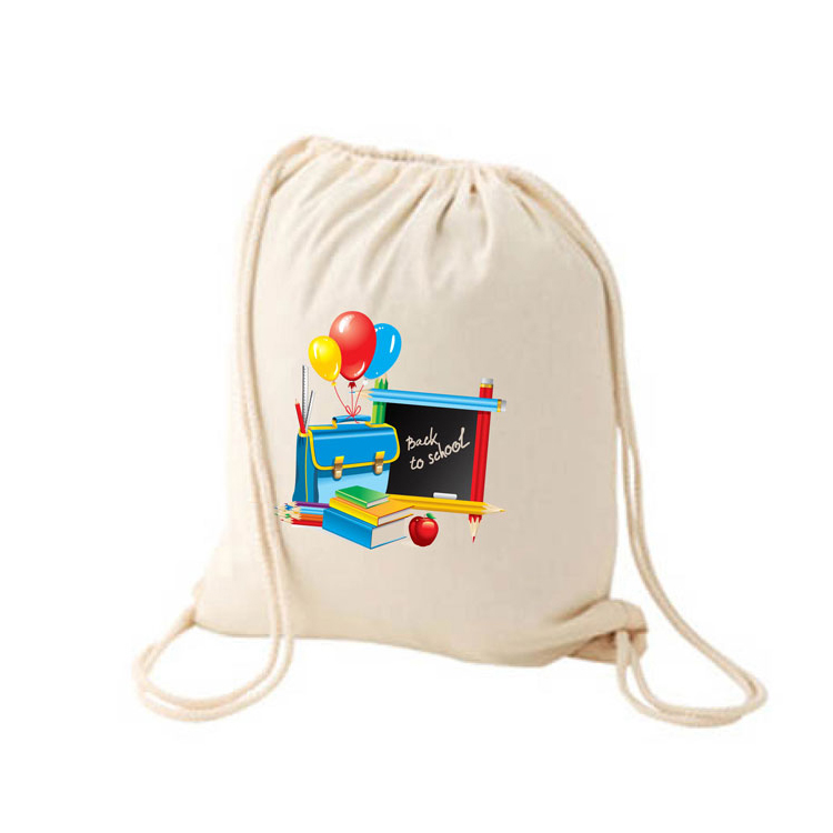 Logotipo impresso personalizado com padrão de mochila de cordão de cordão de algodão pequeno e macio de algodão