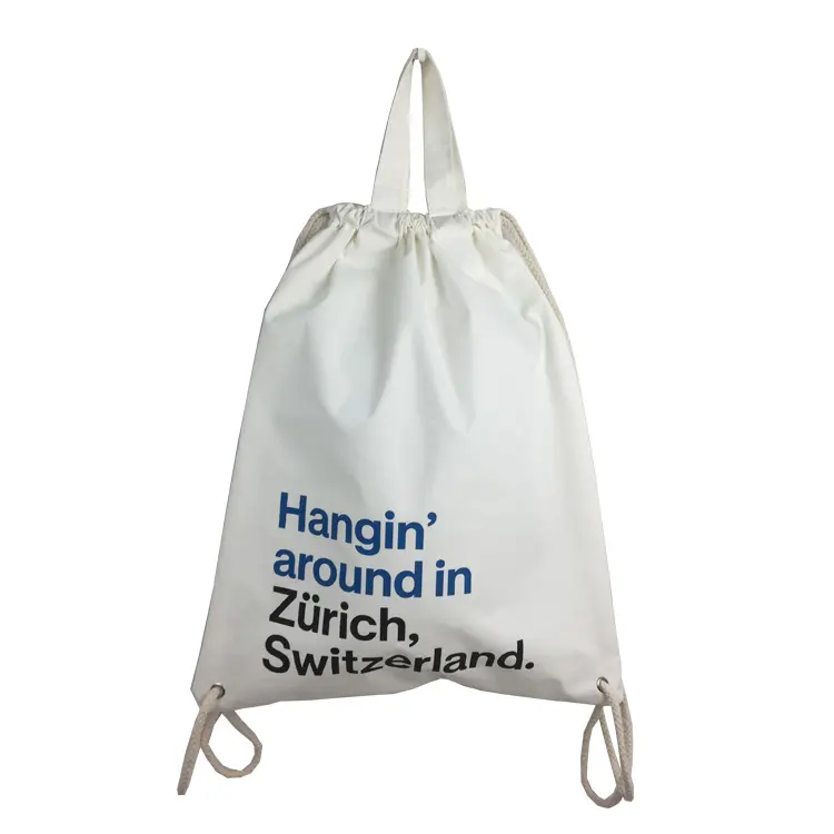 Eco Custom Canvas Cotton Tote Saco de cordas com impressão