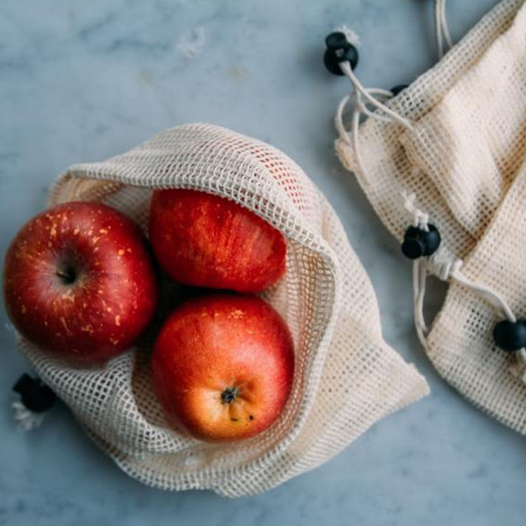 Saco de cordão de malha de frutas