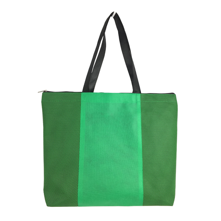 Bolsa com zíper emendado sem tecido verde