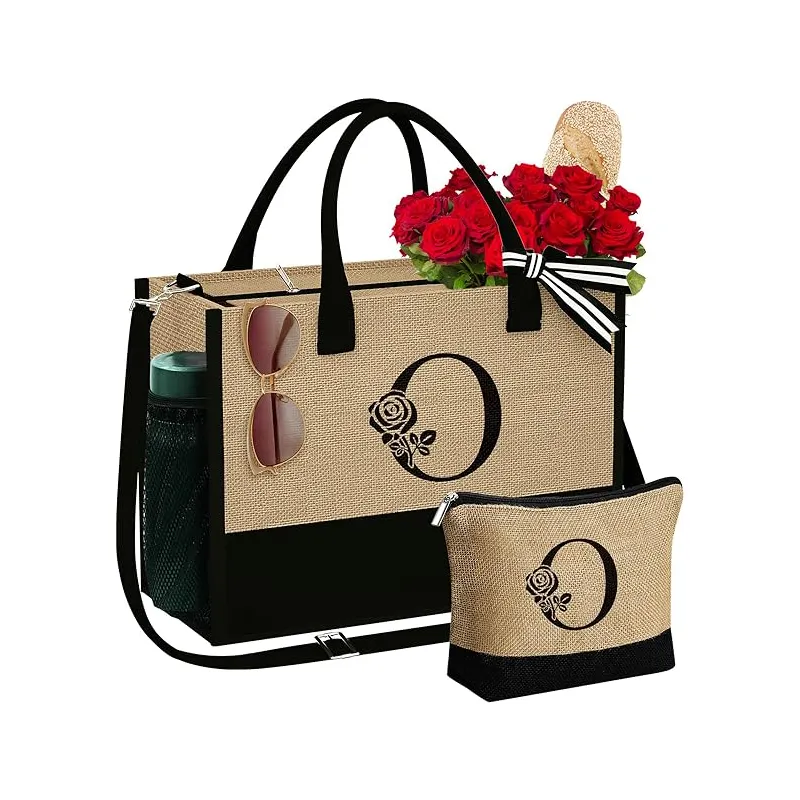 Sacos de sacola e sacos de cosméticos com bolsos de zíper ajustáveis ​​e sacos de praia como presentes de aniversário para mulheres